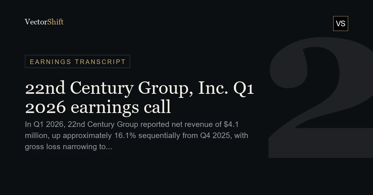 22nd Century Group Inc. Q1 2026 earnings call