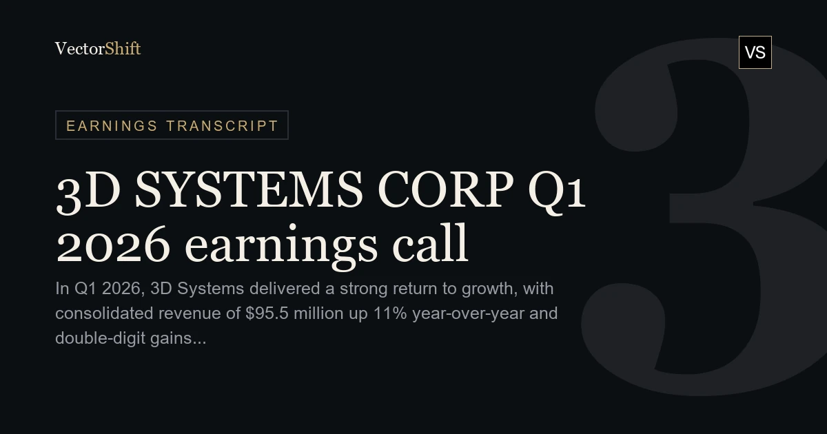 3D Systems Corporation Q1 2026 earnings call