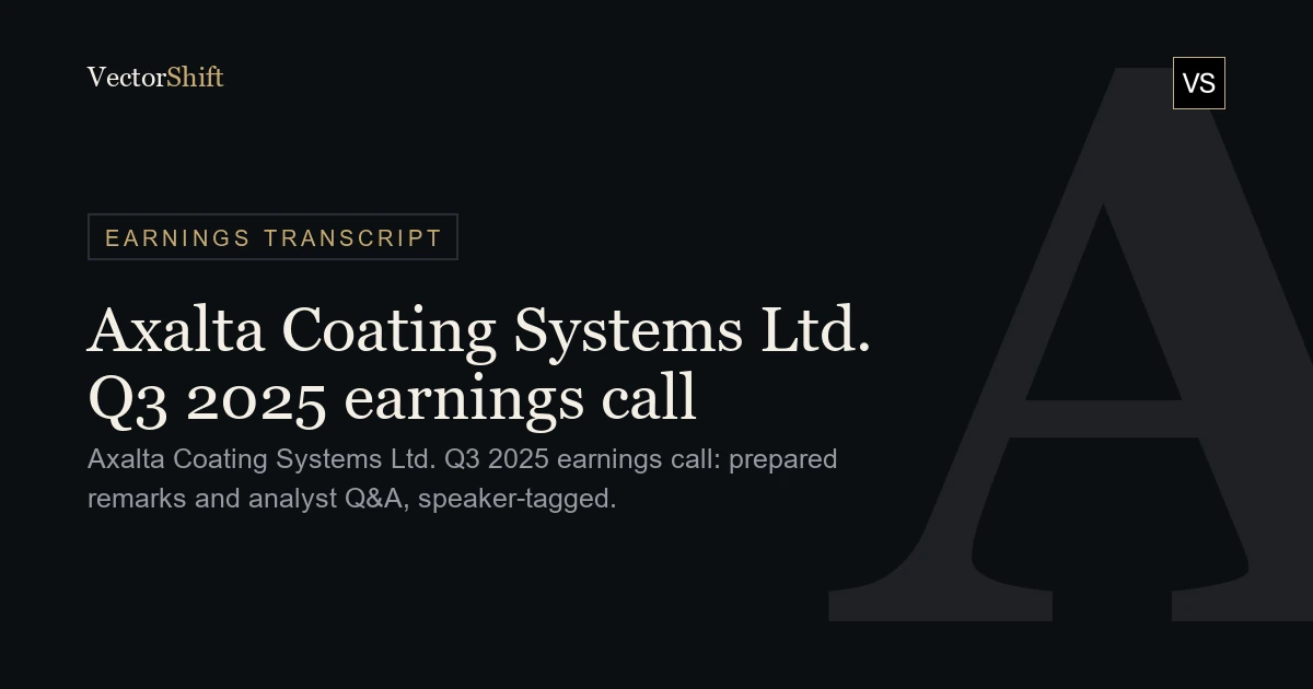 Axalta Coating Systems Ltd. Q3 2025 earnings call