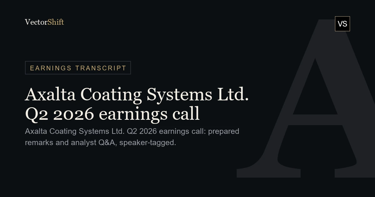 Axalta Coating Systems Ltd. Q2 2026 earnings call