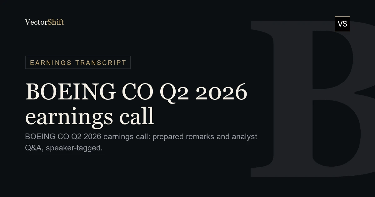The Boeing Company Q2 2026 earnings call