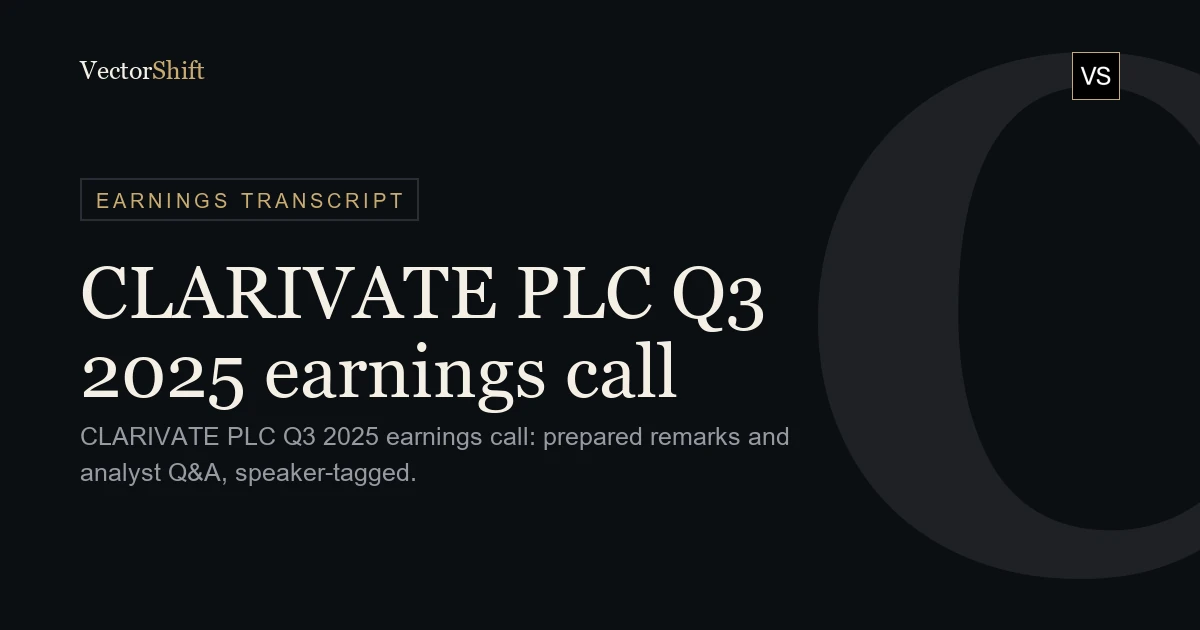 Clarivate PLC Q3 2025 earnings call