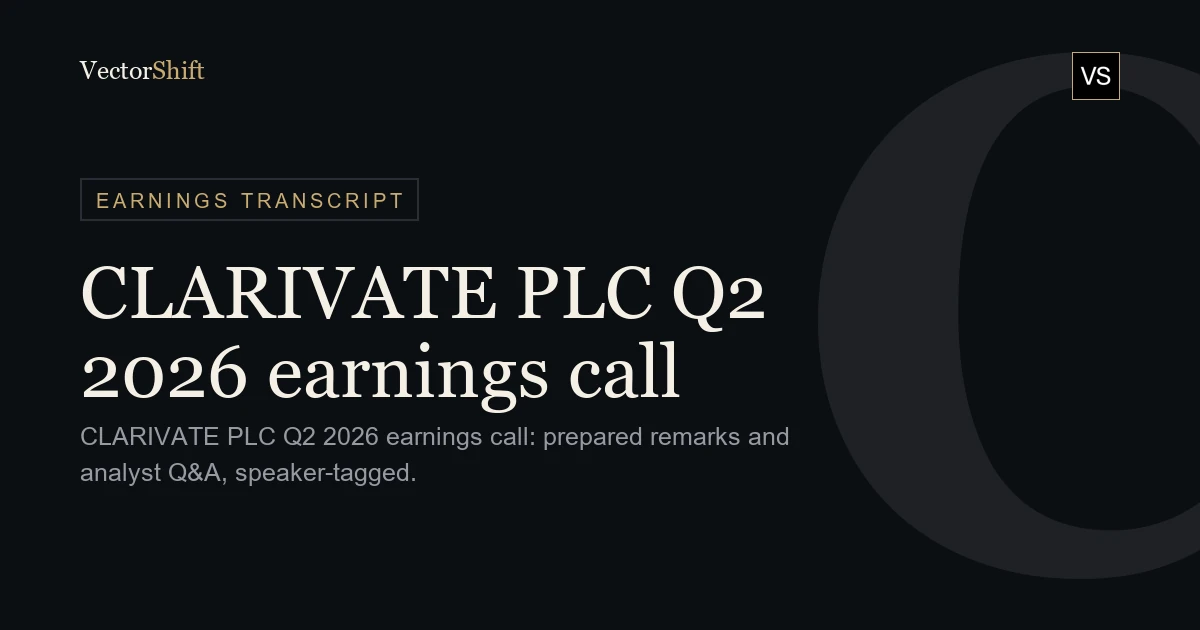 Clarivate PLC Q2 2026 earnings call