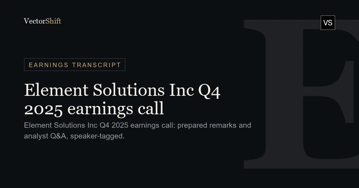 Element Solutions Inc. Q4 2025 earnings call