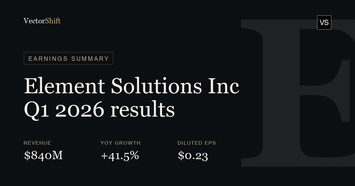 Element Solutions Inc. Q1 2026 earnings summary
