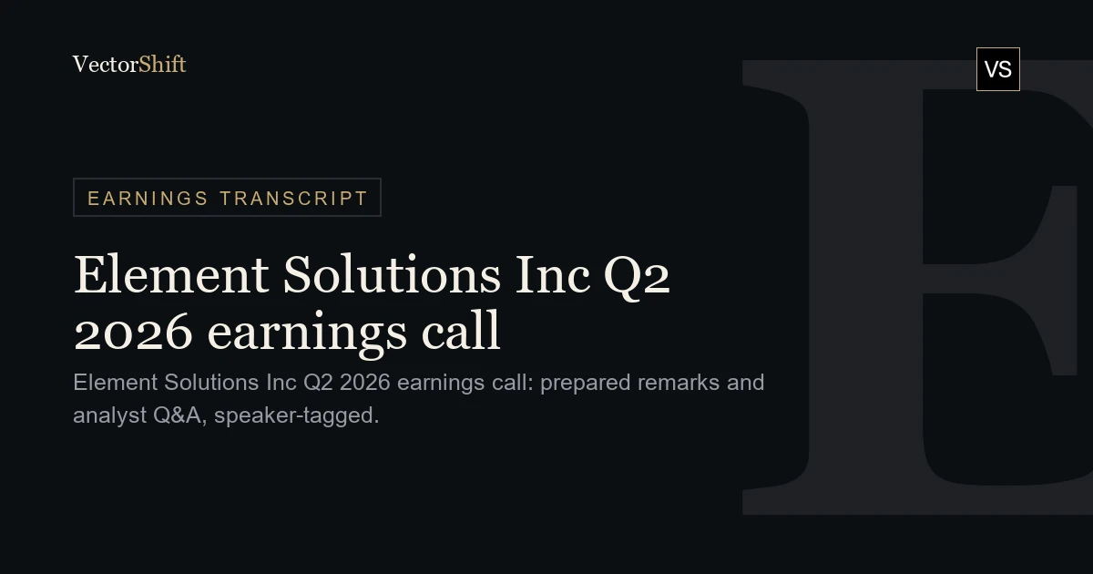 Element Solutions Inc. Q2 2026 earnings call