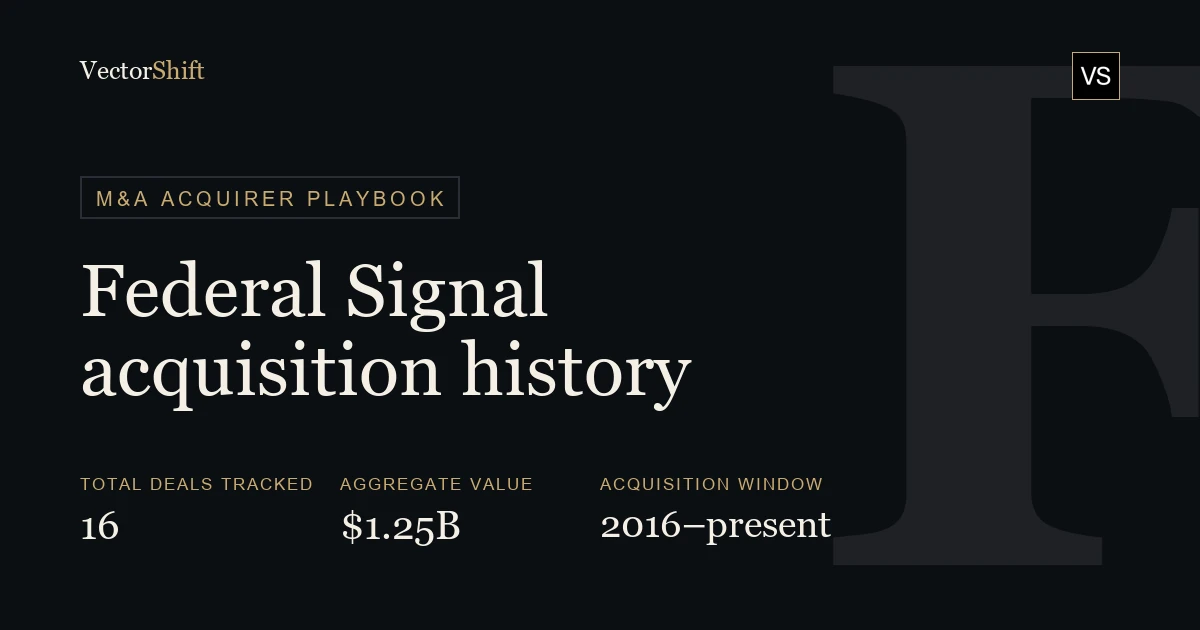 Federal Signal (FSS) Acquisition History: Every Deal, Value & Rationale
