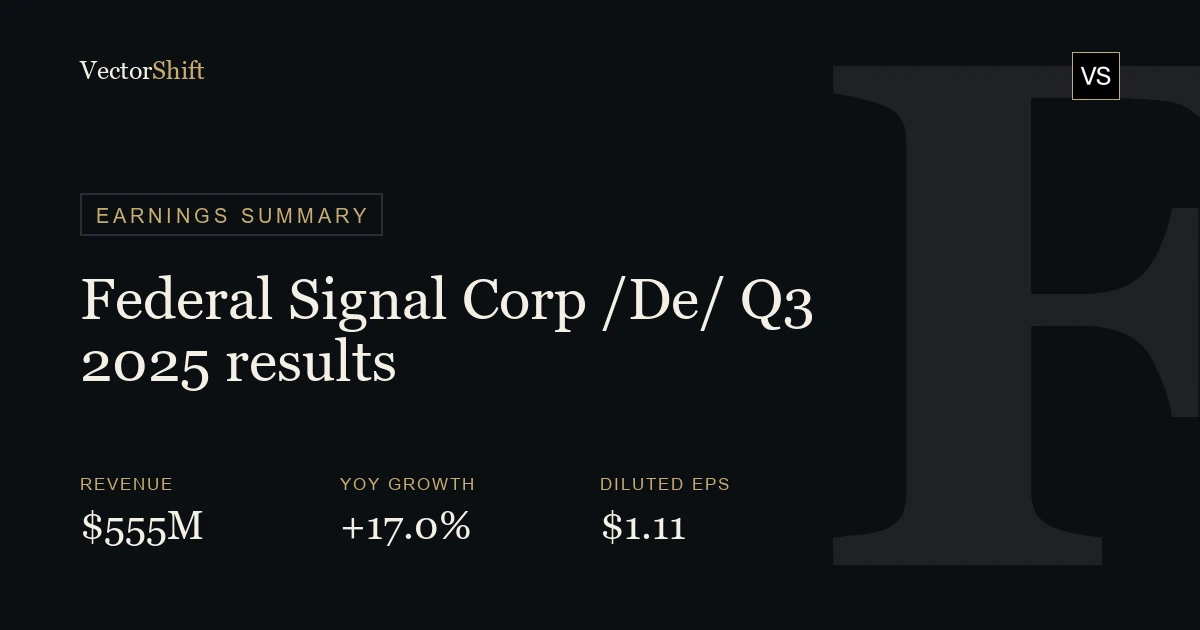 Federal Signal Corp. Q3 2025 earnings summary