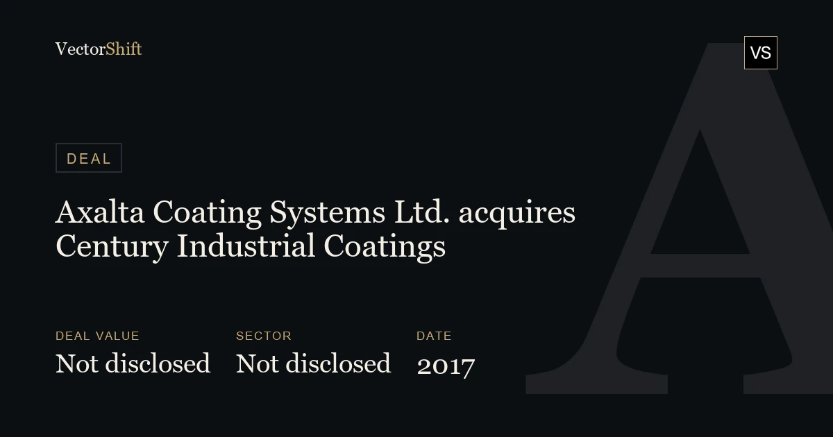 Axalta Coating Systems Ltd. acquires Century Industrial Coatings (2017)
