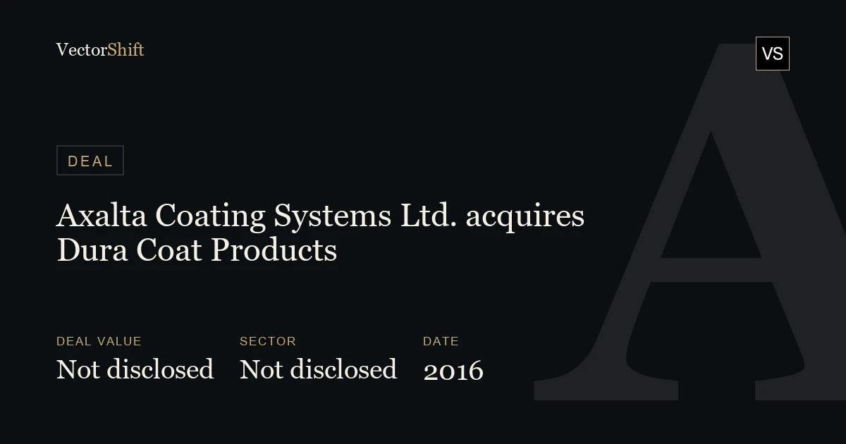 Axalta Coating Systems Ltd. acquires Dura Coat Products (2016)