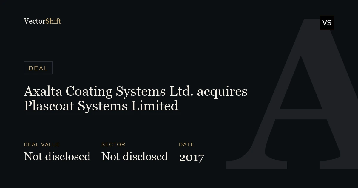 Axalta Coating Systems Ltd. acquires Plascoat Systems Limited (2017)