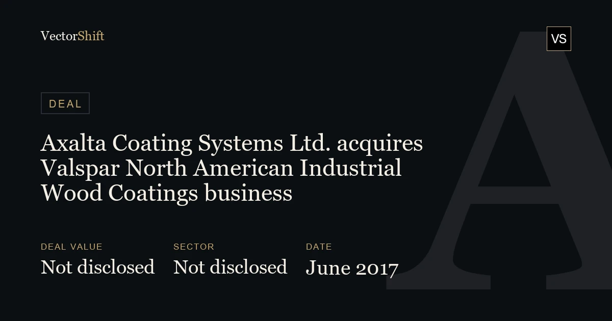 Axalta Coating Systems Ltd. acquires Valspar North American Industrial Wood Coatings business (2017)