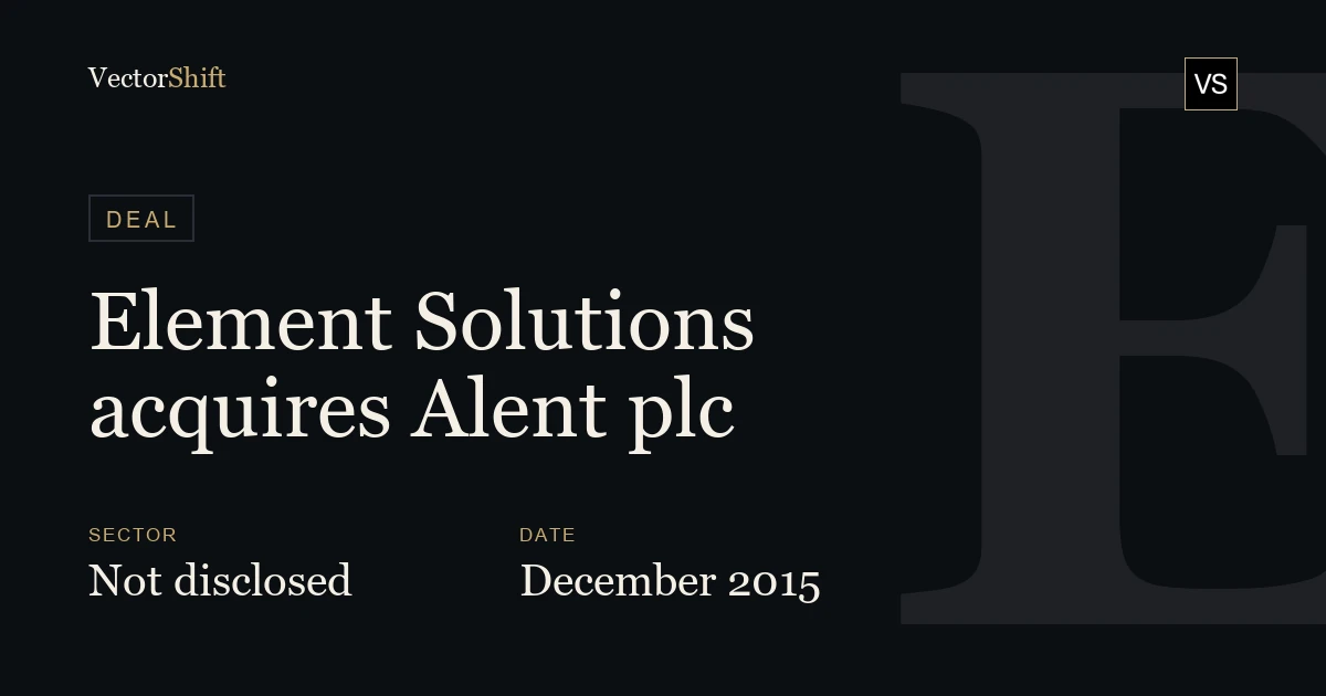 Element Solutions acquires Alent plc (2015)