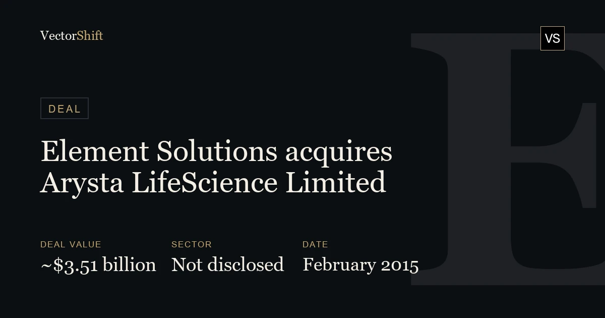 Element Solutions acquires Arysta LifeScience Limited (2015)