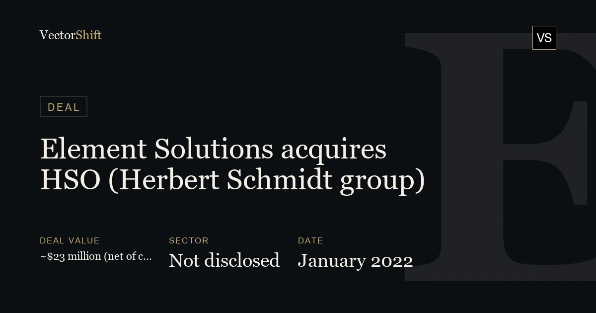 Element Solutions acquires HSO (Herbert Schmidt group) (2022)