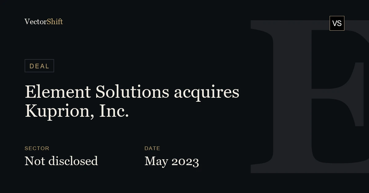 Element Solutions acquires Kuprion, Inc. (2023)