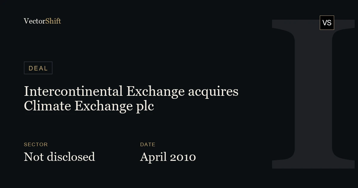 Intercontinental Exchange acquires Climate Exchange plc (2010)