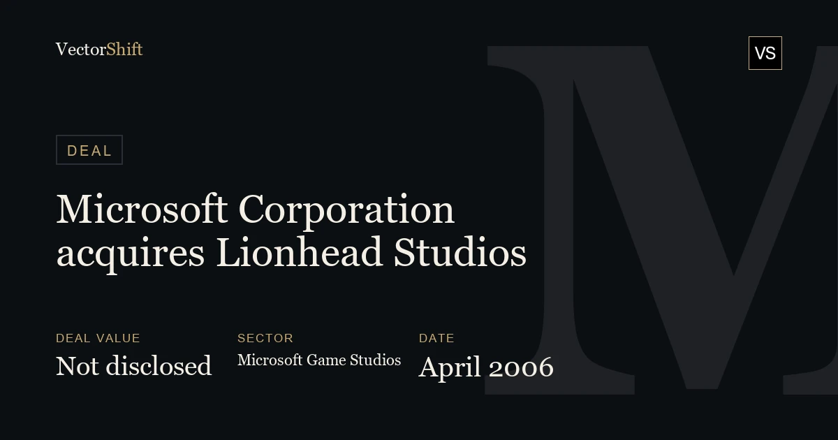 Microsoft Corporation acquires Lionhead Studios (2006)