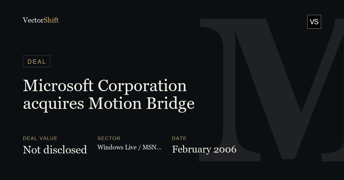 Microsoft Corporation acquires Motion Bridge (2006)