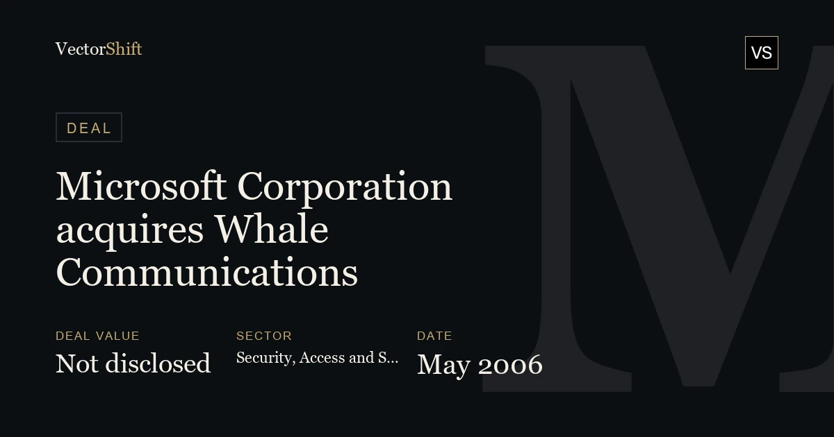 Microsoft Corporation acquires Whale Communications (2006)