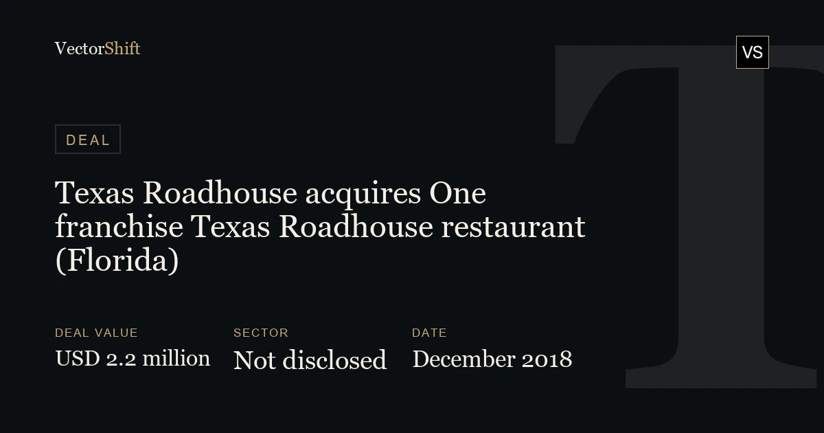 Texas Roadhouse acquires One franchise Texas Roadhouse restaurant (Florida) (2018)
