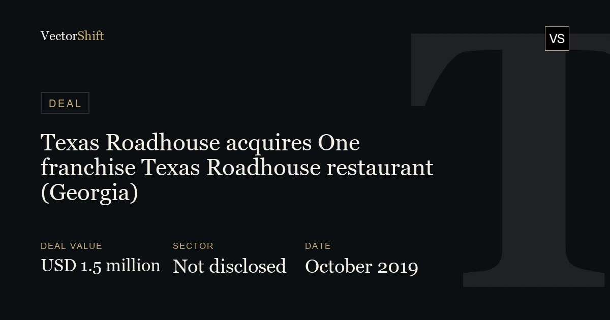 Texas Roadhouse acquires One franchise Texas Roadhouse restaurant (Georgia) (2019)