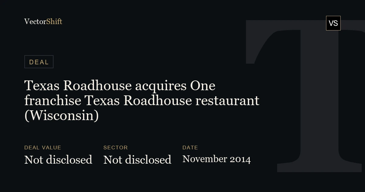 Texas Roadhouse acquires One franchise Texas Roadhouse restaurant (Wisconsin) (2014)