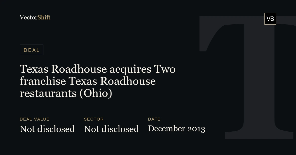 Texas Roadhouse acquires Two franchise Texas Roadhouse restaurants (Ohio) (2013)